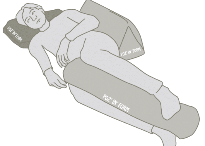 Poz’ In’ Form side lying with Delta, Cylindrical and Regular Cushion